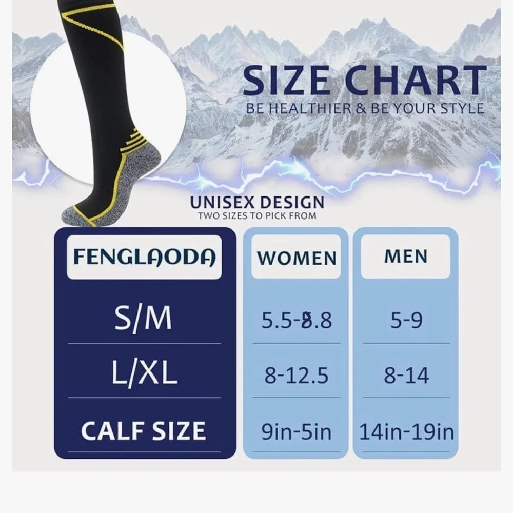 Black + Neon Accent Compression Socks, 20-30mmHg compression (1 pair)